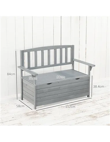 Outsunny Two-Seater Garden Storage Bench - Grey