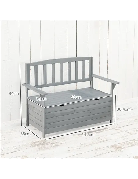 Outsunny Two-Seater Garden Storage Bench - Grey