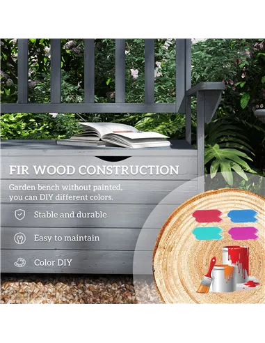 Outsunny Two-Seater Garden Storage Bench - Grey