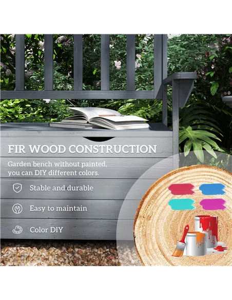 Outsunny Two-Seater Garden Storage Bench - Grey