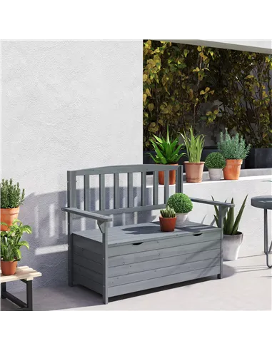 Outsunny Two-Seater Garden Storage Bench - Grey