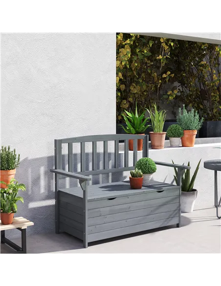 Outsunny Two-Seater Garden Storage Bench - Grey