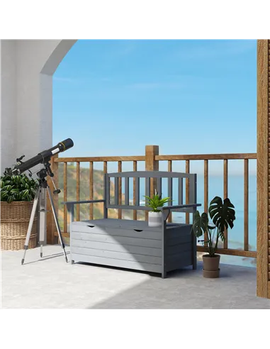 Outsunny Two-Seater Garden Storage Bench - Grey