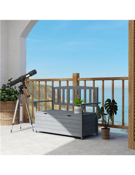 Outsunny Two-Seater Garden Storage Bench - Grey