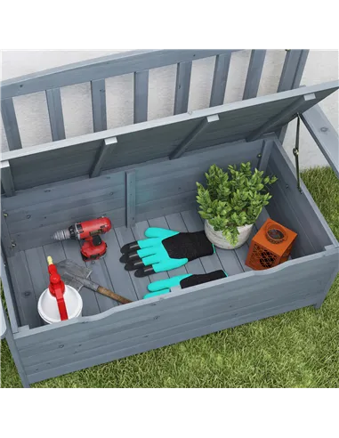 Outsunny Two-Seater Garden Storage Bench - Grey