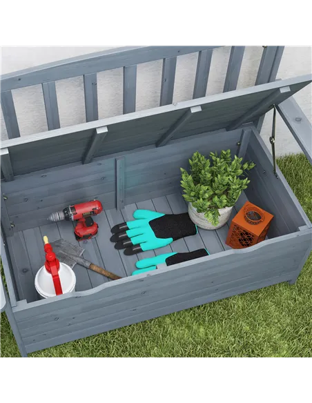 Outsunny Two-Seater Garden Storage Bench - Grey