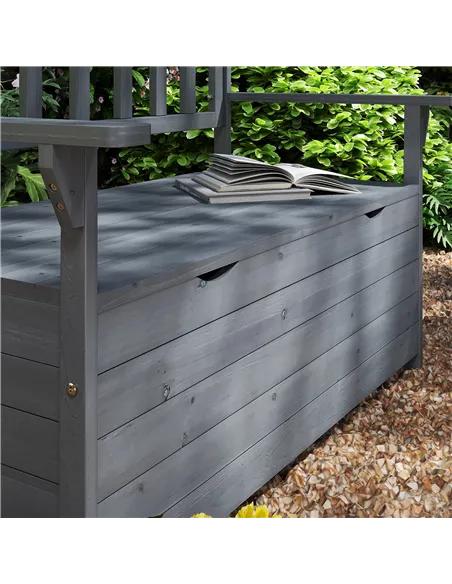 Outsunny Two-Seater Garden Storage Bench - Grey