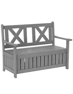 Outsunny 2-Seater Garden Storage Bench for Patio Wood Porch Decor Outdoor Seating, Charcoal Grey