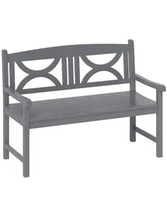 Outsunny 2-Seater Wooden Garden Bench Outdoor Patio Loveseat for Porch, Grey