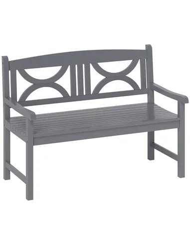 Outsunny 2-Seater Wooden Garden Bench Outdoor Patio Loveseat for Porch, Grey