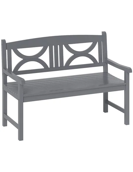 Outsunny 2-Seater Wooden Garden Bench Outdoor Patio Loveseat for Porch, Grey