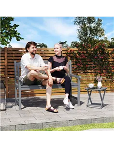 Outsunny 2-Seater Wooden Garden Bench Outdoor Patio Loveseat for Porch, Grey 2