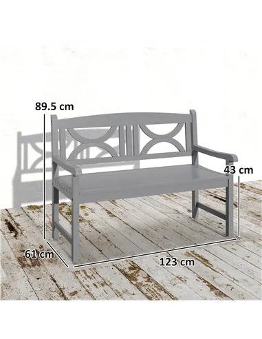 Outsunny 2-Seater Wooden Garden Bench Outdoor Patio Loveseat for Porch, Grey