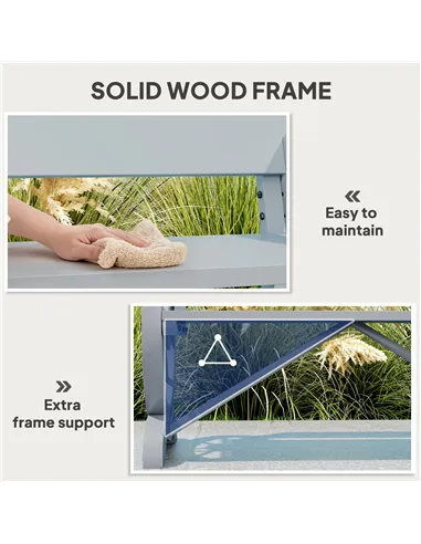 Outsunny Fir Wood 2-Seater Outdoor Garden Wagon Wheel Bench, Grey