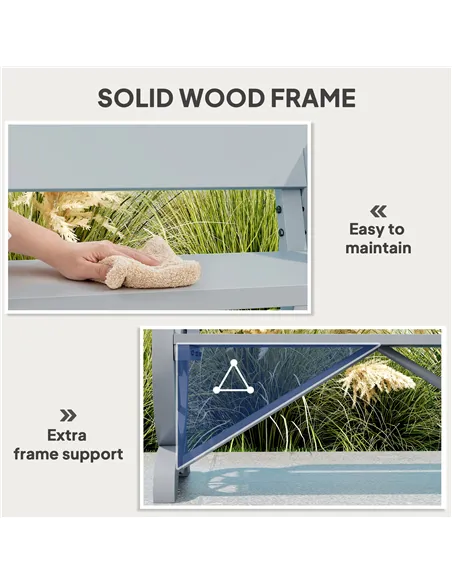 Outsunny Fir Wood 2-Seater Outdoor Garden Wagon Wheel Bench, Grey