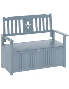 Outsunny Two-Seater Wooden Storage Bench - Grey