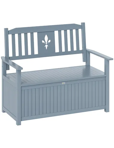 Outsunny Two-Seater Wooden Storage Bench - Grey
