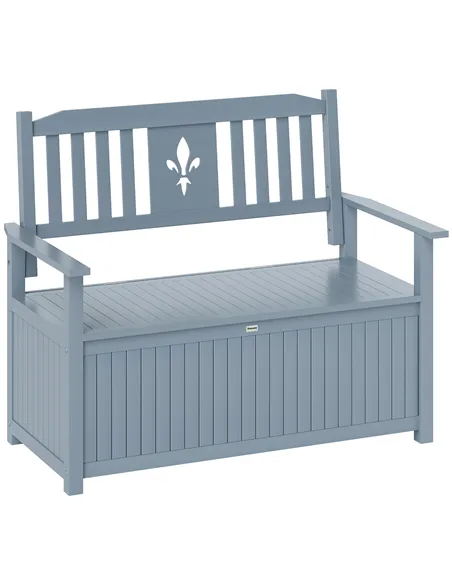 Outsunny Two-Seater Wooden Storage Bench - Grey