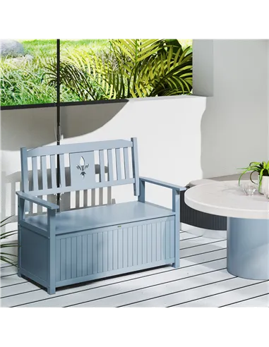 Outsunny Two-Seater Wooden Storage Bench - Grey