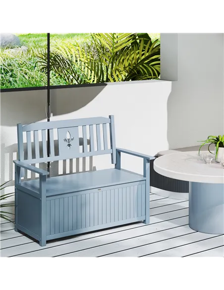 Outsunny Two-Seater Wooden Storage Bench - Grey