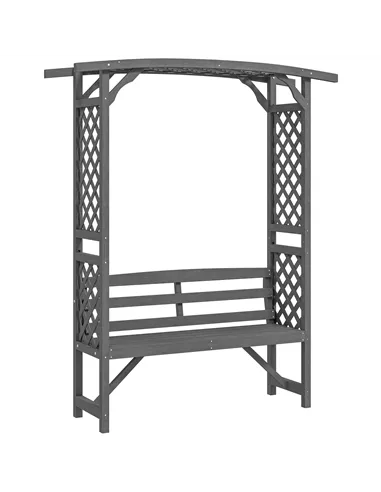 Outsunny Garden Bench, Wooden Garden Arbour with Seat for Vines/Climbing Plants, Grey