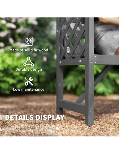 Outsunny Garden Bench, Wooden Garden Arbour with Seat for Vines/Climbing Plants, Grey