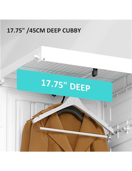 HOMCOM Portable Clothes Wardrobe for Bedroom, Foldable Clothes Organiser with Cube Storage, Hanging Rods, Magnet Doors, White