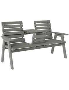 Outsunny Fir Wood Convertible 2 to 3 Seater Outdoor Garden Bench Grey