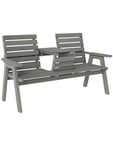 Outsunny Fir Wood Convertible 2 to 3 Seater Outdoor Garden Bench Grey