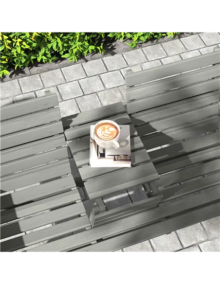 Outsunny Fir Wood Convertible 2 to 3 Seater Outdoor Garden Bench Grey