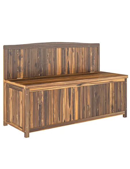 Outsunny Wood Storage Bench for Patio Furniture, Outdoor Garden Seating Tools, Brown