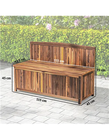Outsunny Wood Storage Bench for Patio Furniture, Outdoor Garden Seating Tools, Brown