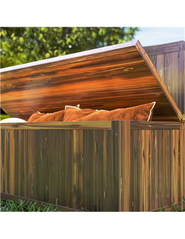 Outsunny Wood Storage Bench for Patio Furniture, Outdoor Garden Seating Tools, Brown