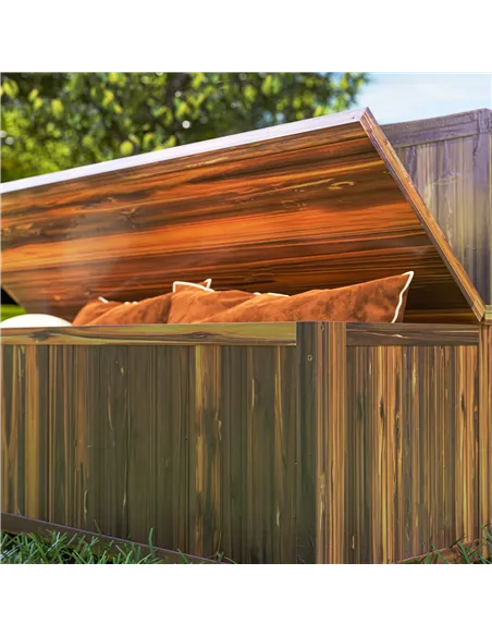 Outsunny Wood Storage Bench for Patio Furniture, Outdoor Garden Seating Tools, Brown