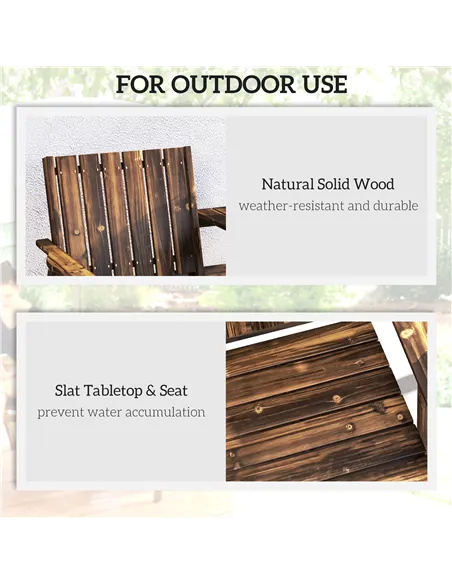 Outsunny 2-Seater Garden Bench with Table & Parasol Hole, Antique Loveseat for Porch, Patio, Carbonised Finish