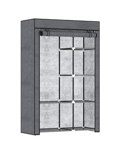 HOMCOM Rail and Six Shelf Fabric Wardrobe - Dark Grey