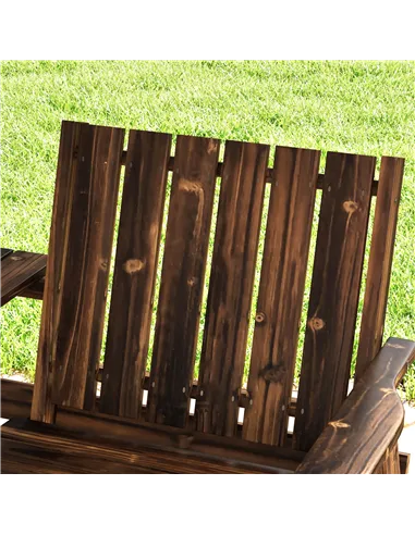 Outsunny 2-Seater Garden Bench with Table & Parasol Hole, Antique Loveseat for Porch, Patio, Carbonised Finish