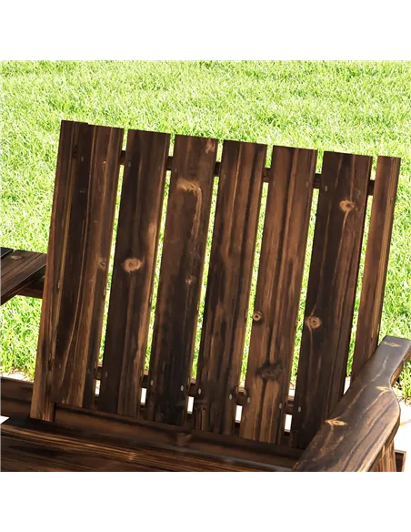 Outsunny 2-Seater Garden Bench with Table & Parasol Hole, Antique Loveseat for Porch, Patio, Carbonised Finish