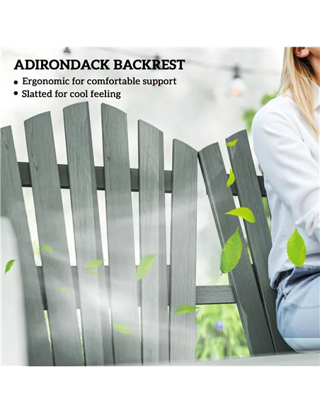 Outsunny Fir Wood Love Seats with Wheel-Shaped Armrests, Large Load-Bearing Chair, Grey