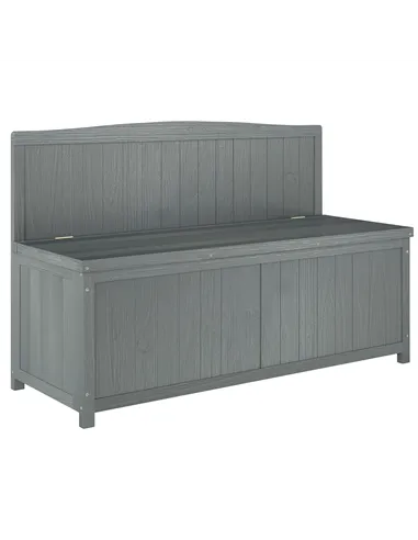 Outsunny Wood Storage Bench for Patio Furniture, Outdoor Garden Seating Tools, Grey
