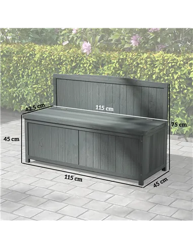 Outsunny Wood Storage Bench for Patio Furniture, Outdoor Garden Seating Tools, Grey