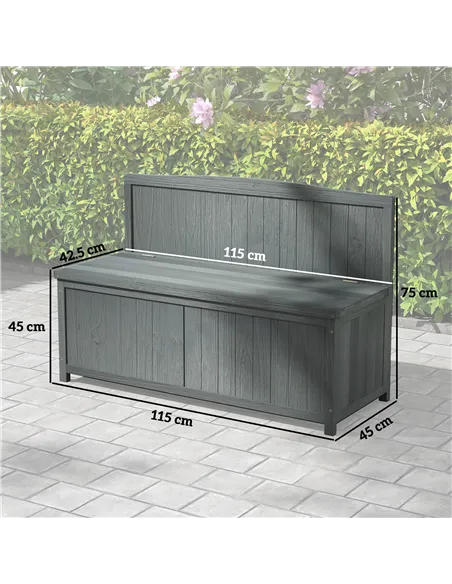 Outsunny Wood Storage Bench for Patio Furniture, Outdoor Garden Seating Tools, Grey