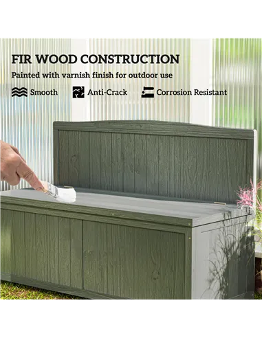 Outsunny Wood Storage Bench for Patio Furniture, Outdoor Garden Seating Tools, Grey