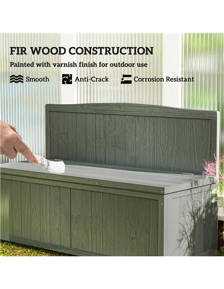 Outsunny Wood Storage Bench for Patio Furniture, Outdoor Garden Seating Tools, Grey