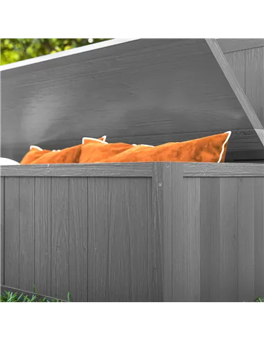 Outsunny Wood Storage Bench for Patio Furniture, Outdoor Garden Seating Tools, Grey