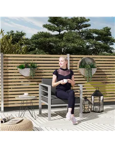 Outsunny Garden Sofa, All-Weather Garden Single Sofa with Removable Cushions, Metal Frame Outdoor Furniture for Balcony, Charcoa 2