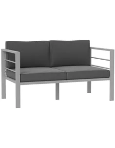 Outsunny Two-Seater Aluminium Garden Sofa - Grey