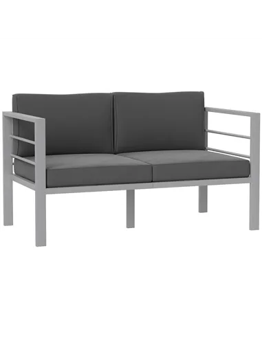 Outsunny Two-Seater Aluminium Garden Sofa - Grey