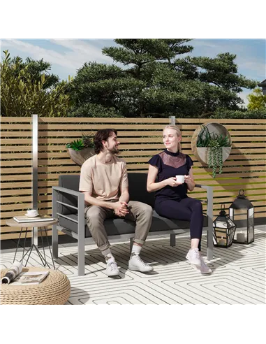 Outsunny Two-Seater Aluminium Garden Sofa - Grey