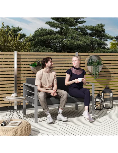 Outsunny Two-Seater Aluminium Garden Sofa - Grey